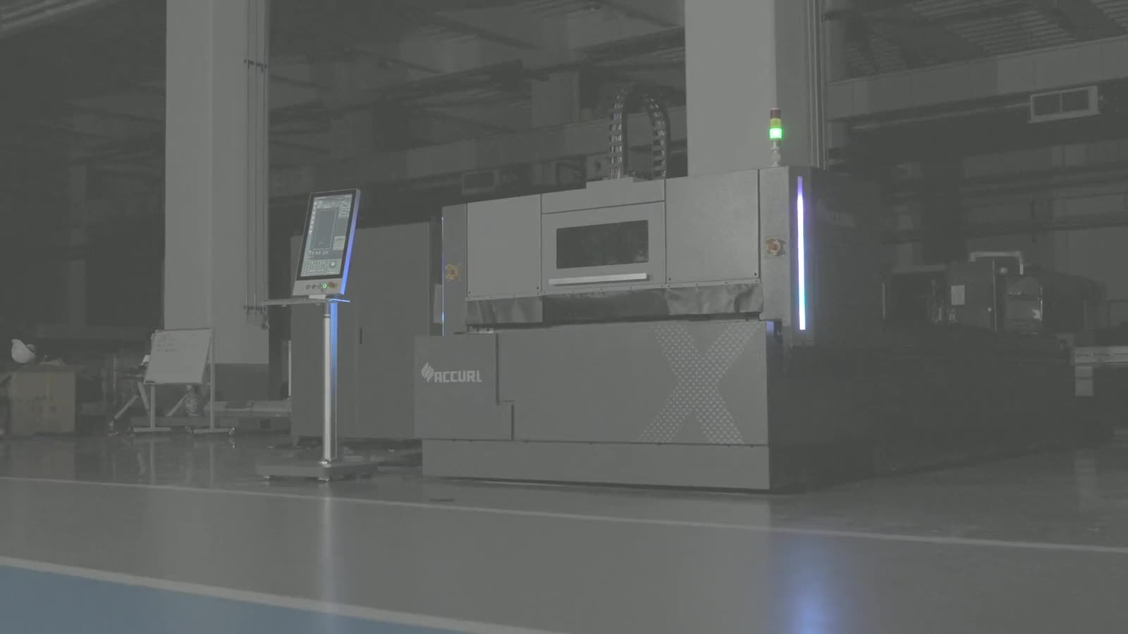 A SMART Compact X fiber laser cutting machine in the factory hall